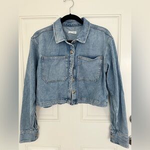 Good American Light Blue Cropped Denim Jacket/Shirt Size 2